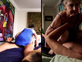 Blue Nightdress Amateur Hairy Granny Doggy Style Sex with Big Boobs