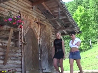 Wild german lesbian outdoor sex