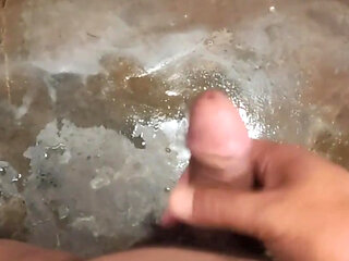 Man musterbation in bathroom
