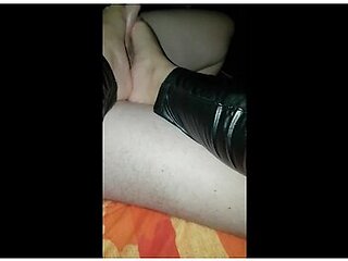 Mistress Darkshine Faux Leather Footjob - Sega Con Piedi