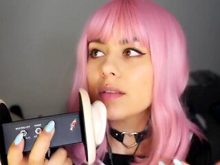 Pink hair babe ear licking: Amateur, Solo  Tease Porn