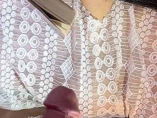 All Natural Big Tits Skinny Long Legs Brunette Makes a Big Cock Guy Moans with Long Tease