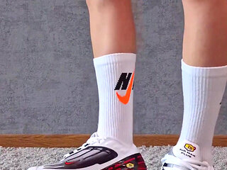 Squeezed My Dick Between Sneakers and Massive Cum