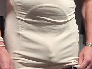 Without panties skirt bulge