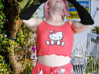 2 Blonde in Pajama Bouncing Butt Booty Sexy Slut Shemale Crossdresser