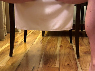 Massive cumshot on the hotel floor