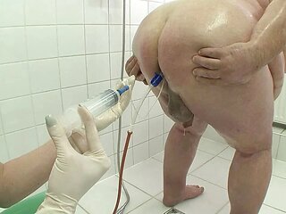 The caring woman humiliates the small cocked pig