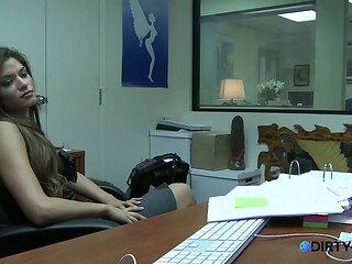 Bored secretary fucks her boss in the office