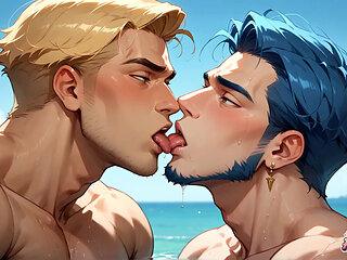 Sexy Muscle Fellows and Molten Beach Joy Lead to Explosive Booty Orgasms.