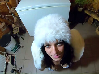 Kinky Snow White in White Fur &ndash_ Deepthroat, Facefuck &amp_ Cum on My Coat