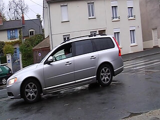 Attractive French babe double drilled in the mechanic garage