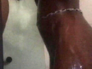 Watch as Ebony Teen Goddess Takes Shower After Fucked by BBC Soapy Shower