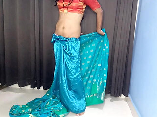 Indian bhabhi removing saree and peticot
