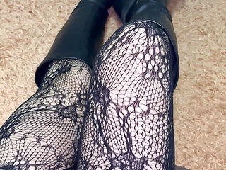 Playing with My Legs in Sexy Stocking and Boots