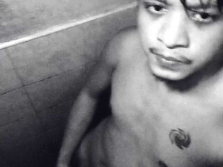 Late night bathroom wank because I was wide-awake and was getting horny