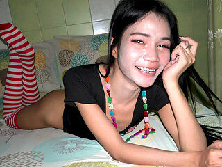 Young Asian femboy from Thailand gets tight round ass filled anal