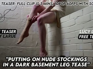 &quot_Putting On Nude Stockings in a Dark Basement Leg Tease&quot_