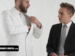 Horny president Lewis strokes young boy until he fills his guts with cum