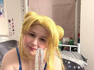 Sailor Moon dabbles with a Small Anal Toy
