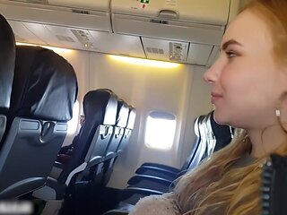 Aircraft! Engaging in oral sex and self-stimulation