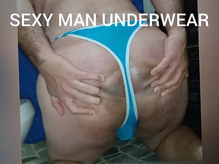 Sexy blue thong and cum