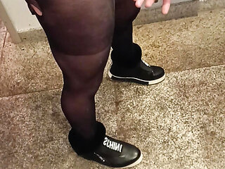 Big young cock in kinky nylon stockings