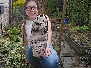 Muddy White Mocs and Jeans Pee