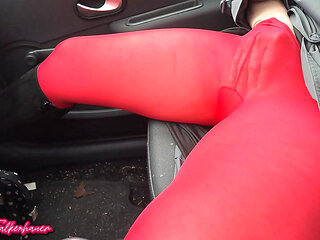 Sandra Falkenhauer - No Panties in Red Pantyhose