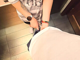 Stranger Creampie In My Panties In Restaurant Toilet - Amateur MILF POV