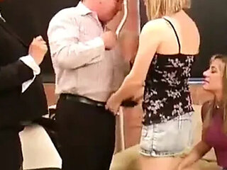 Gorgeous MILF Reporter Ayla Donna Louise Natalia Office Handjob CFNM Reverse Gangbang Make Him Cum