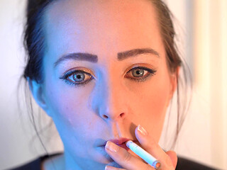Sensual Close up Smoking with Petite Girl