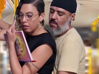 Slutty Student Gets Cumshot in Public on the Bus