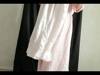 Indonesian Girl with a Big Butt Trying on a New Satin Dress, Latest Viral Indonesian Porn