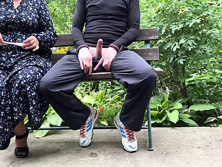 Horny MILF Mom Gets Naughty Outdoor Handjob From Son-In-Law - Big Ass BBW Cums Hard