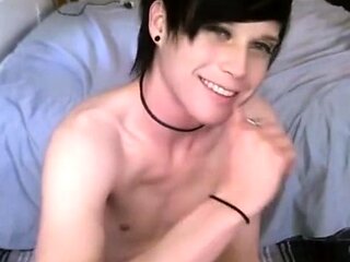 Emo Twink Femboy Strokes and Cums on Cam