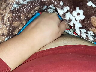 My stepsister massages my legs, and I secretly masturbate under the blanket from her - Lesbian Illusion Girls
