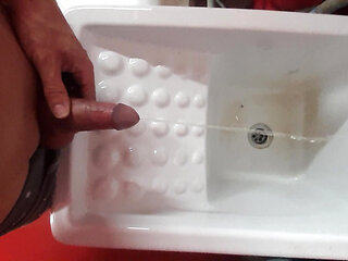 Piss terrace cock outside