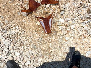 I pee and cum on a woman's swimsuit outside