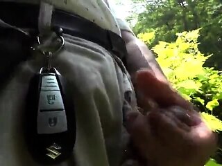 Japanese Grandpa Strips Outdoors