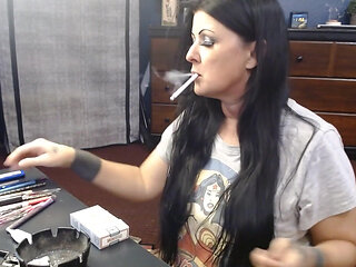 MILF Mid Make up Cigarette Smoking