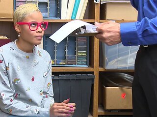 Ebony temptress Arie and stud Tommy in an erotic office rendezvous