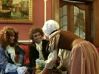 18th century: 2 horny gentlemen screw the maid in a DP