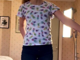 Amateur striptease and Solo masturbation