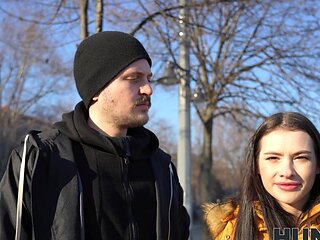 Bald guy fucks his cute brunette girlfriend in doggystyle position