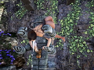 Lara Croft awakens an ancient statue to obtain sperm for a ritual. 3D Hentai Game