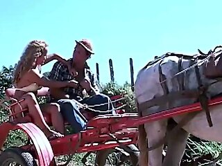 Beautiful and hot blonde with a big tail moaning and enjoying giving her pussy and very tasty spit on the farm: Porn
