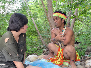 LITTLE SHAMAN FULFILLS HIS GREATEST WISH TO GIRL ABANDONED ON HIS MAGICAL ISLAND AND END UP FUCKING OUTDOORS WITH CASTAWAY WITH HUGE PENIS