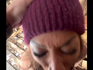 Blowjobs in the backyard! Big Dick Trans Girl Vanniall Seduces Wood Hauler For Outdoor Oral &amp_ Hard Anal Pounding