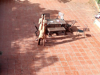 Couple Playing and Fucking in the Courtyard, Outside