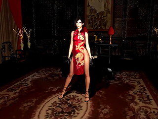Demure spy Ada Wong in skimpy red dress ready to exchange her body for info